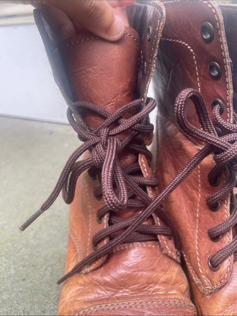 Steve Madden Cognac Brown Leather Lace-Up Ankle Boots - Picture 15 of 16